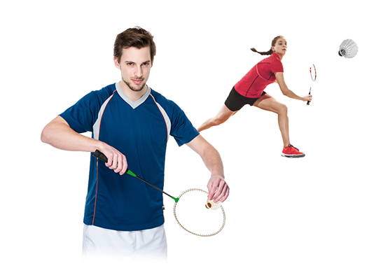 Badminton spielen auf Court